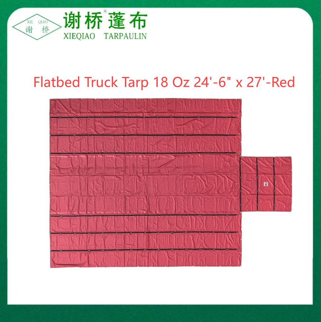 18oz flatbed truck tarp 24 "-6" "x27" (8 "drop) -Red